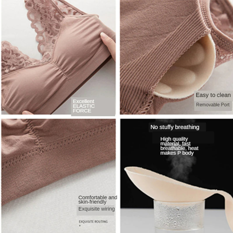 New Arrival Women Lace Bra Seamless Wireless Beauty Back Push Up Bra Cozy Chest Tube Top Sports Fitness Vest Bralette Bra Running Yoga Paded Bra Ladies Underwear Chest Wrap Undies Lingerie Female