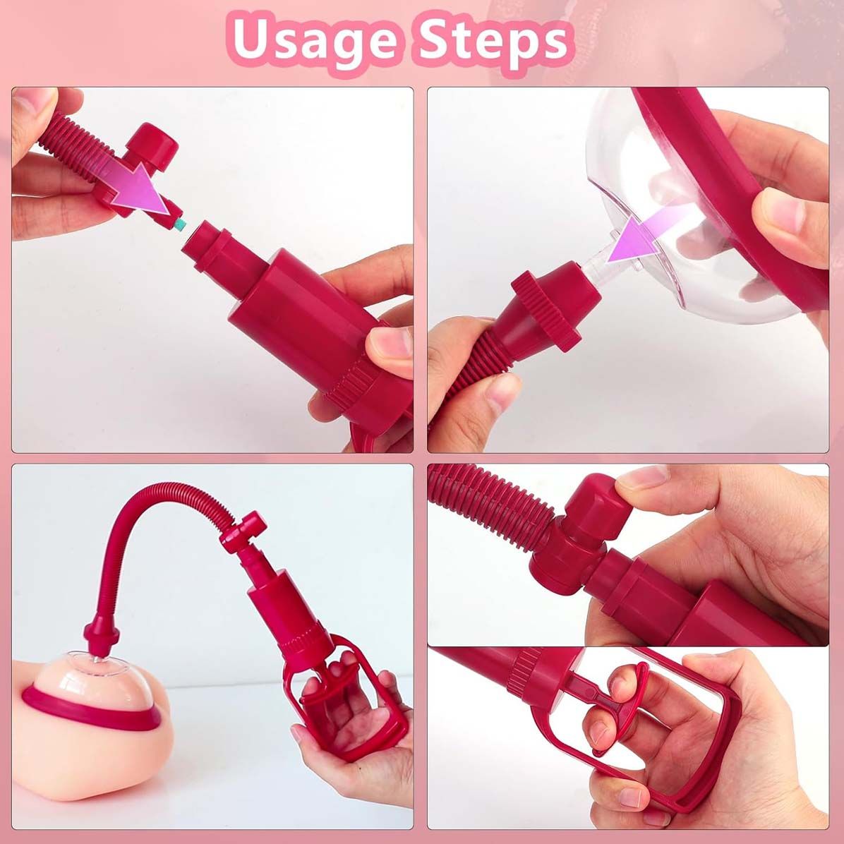 2 Sizes Pack Pussy Vagina Pump Manual Vacuum Sex Toy Nipples Clit Sucker Increase Labia Sensation Enhance Clitoral Sexual Pleasure Powerful Suction Pumping Enlarger Adult Tool for Women