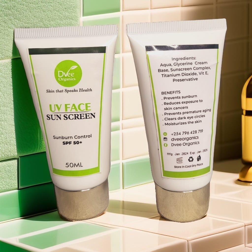 UV Face Sunscreen SPF 50+ - Dvee Organics - Mineral Sunscreen with No White Cast/Non Comedogenic (