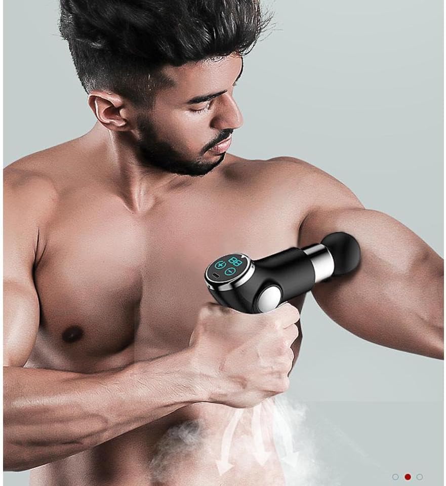 Mini Massage Gun, Powerful Handheld Muscle Massager for Back Pain Relief, Deep Tissue Percussion Small Massage Gun Travel Massager with 4 Massage Heads Electric Massage Gun, Deep Muscle Massager