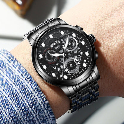 Men Watches Quartz Luxury Hollow Out Watch Top Brand Fashion Sport Business Calendar Wristwatch