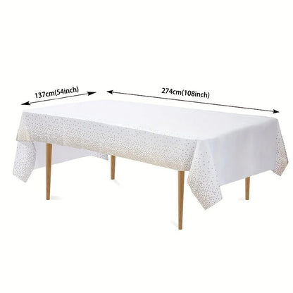 54" x 108"/137cm x 274cm PEVA Tablecloths for Rectangle Tables Disposable Table Cloths Covers Gold Dot Confetti Parties Wedding Bridal Shower