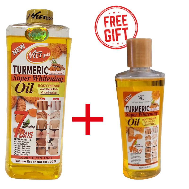 Veetgold Turmeric Body Lotion 1000ml + 200ml Super Whitening Skin Repair Anti-Aging Removes Wrinkles Dark Spots & Smooths Clears Knuckles Super Whitening Clears Dark Armpits Clears Dark Spots