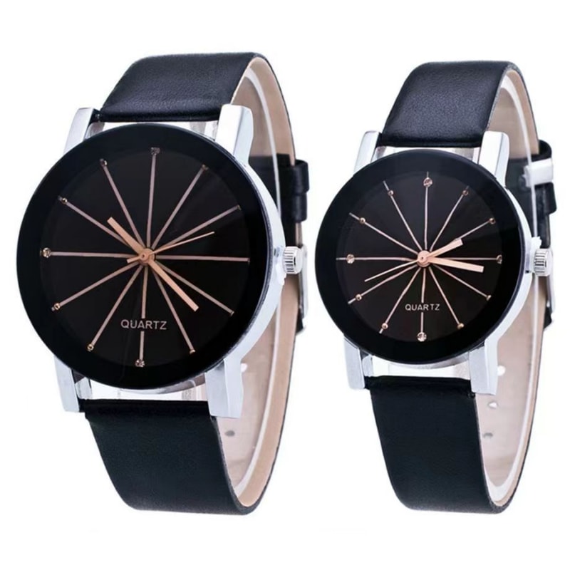 2Pcs/set Fashion Luxury Couple Wrist Watches Simple Spot Meridian Ray Watch For Man And Women Leather Casual Student Quartz Watchs Valentine's Day Gift For Lovers