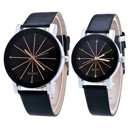 2Pcs/set Fashion Luxury Couple Wrist Watches Simple Spot Meridian Ray Watch For Man And Women Leather Casual Student Quartz Watchs Valentine's Day Gift For Lovers