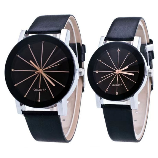 2Pcs/set Fashion Luxury Couple Wrist Watches Simple Spot Meridian Ray Watch For Man And Women Leather Casual Student Quartz Watchs Valentine's Day Gift For Lovers