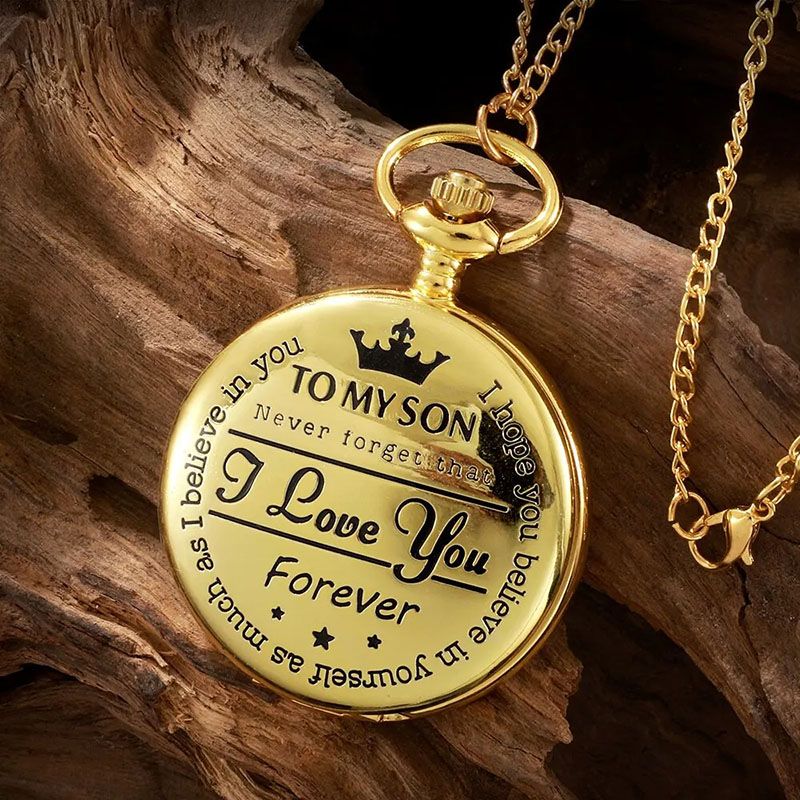 Classic Popular Pocket Watch Antique Steampunk Vintage Roman Numerals Quartz Pocket Watch Gold Case Necklace Pendant Clock Chain Mens Women Quartz Watches Gift For Son