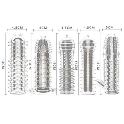 5pcs Pack Penis Sleeves Cock Enlarger Extender Delayed Ring Silicone Condom Sex Toys for Men