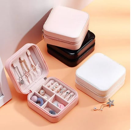 Mini Jewelry Storage Box Portable Home Travel Earrings Necklace Storage Case for Women Ring Organizer PU Leather Display Case