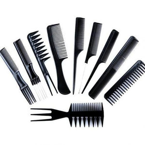 Professional 10-Piece Black Hair Comb Styling Set