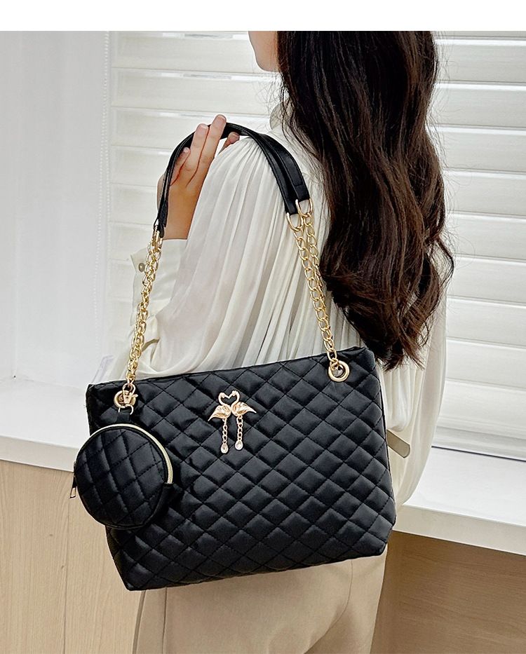 Large capacity Mommy bag Women's bag two-piece shoulder bag printed diamond check bag