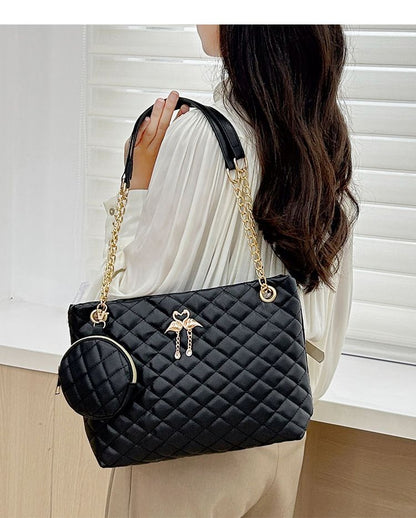 Large capacity Mommy bag Women's bag two-piece shoulder bag printed diamond check bag