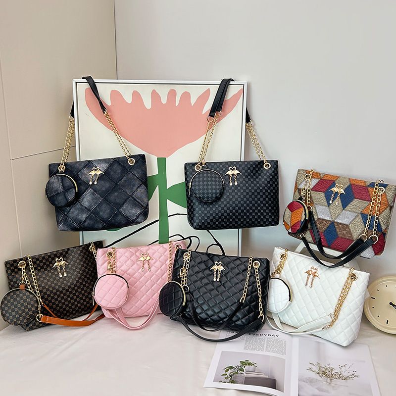 Large capacity Mommy bag Women's bag two-piece shoulder bag printed diamond check bag