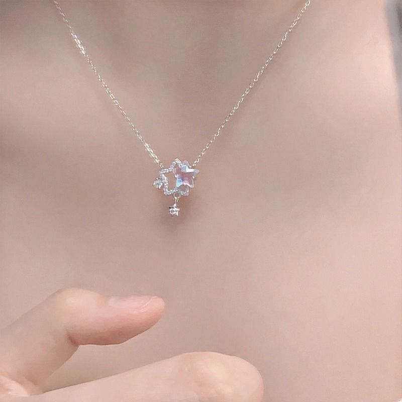 Shining Twin Stars Necklace Light Luxury Niche High-end Clavicle Chain Pendant Necklaces