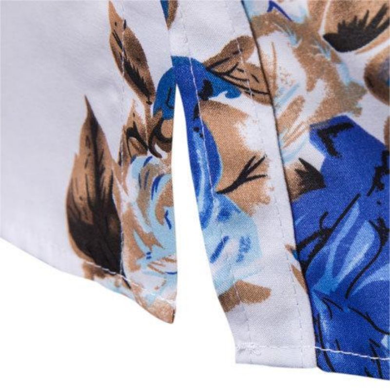 Shirts Men'S Long-Sleeved Floral Shirt Cross-Border Large Size Lapel Slim Shirt Non-Ironing Casual Men'S Wear