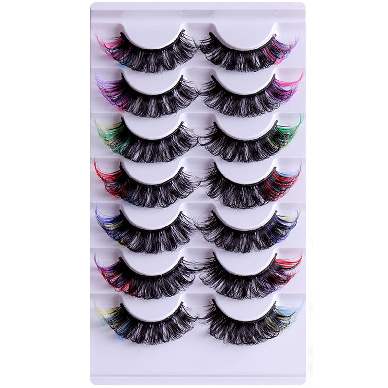Seven pairs Europe and the United States high imitation mink color eyelashes thick curl up eye tail false eyelashes Eye Lashes Colored false eyelashes Mink Lashes Soft And Light