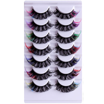 Seven pairs Europe and the United States high imitation mink color eyelashes thick curl up eye tail false eyelashes Eye Lashes Colored false eyelashes Mink Lashes Soft And Light