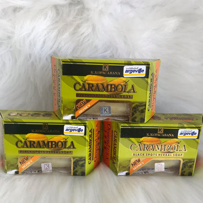 4 Packs Carambola Black Spots Herbal Soap With Honey for Removing Pimples & Blackheads Cleansing Nourishing Bar Bathing Organic Anti Ageing Full Body Natural Deep Cleaning Fruit Fragrance 120g