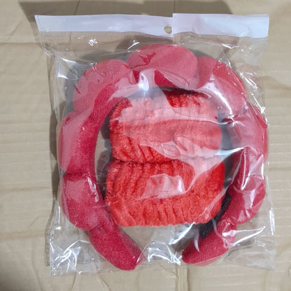 3pc set Spa Headband and Wristbands for Washing Face/makeup Absorbent Sponge and cuff Headband for Women's skin care routine Head band and Wrist bands pack