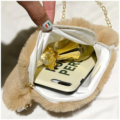 New Arrivals Plush Women's Handbags Oblique Span Cute Women's Bag Handheld Wool Bag Autumn And Winter Jacketed Shoulder Bag Crossbody Bags