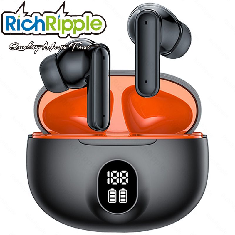 RichRipple New GT11 TWS Wireless Earphone Sports Earphods Digital LED Display Stereo Earphones with Mic 5.3 Bluetooth Type-C