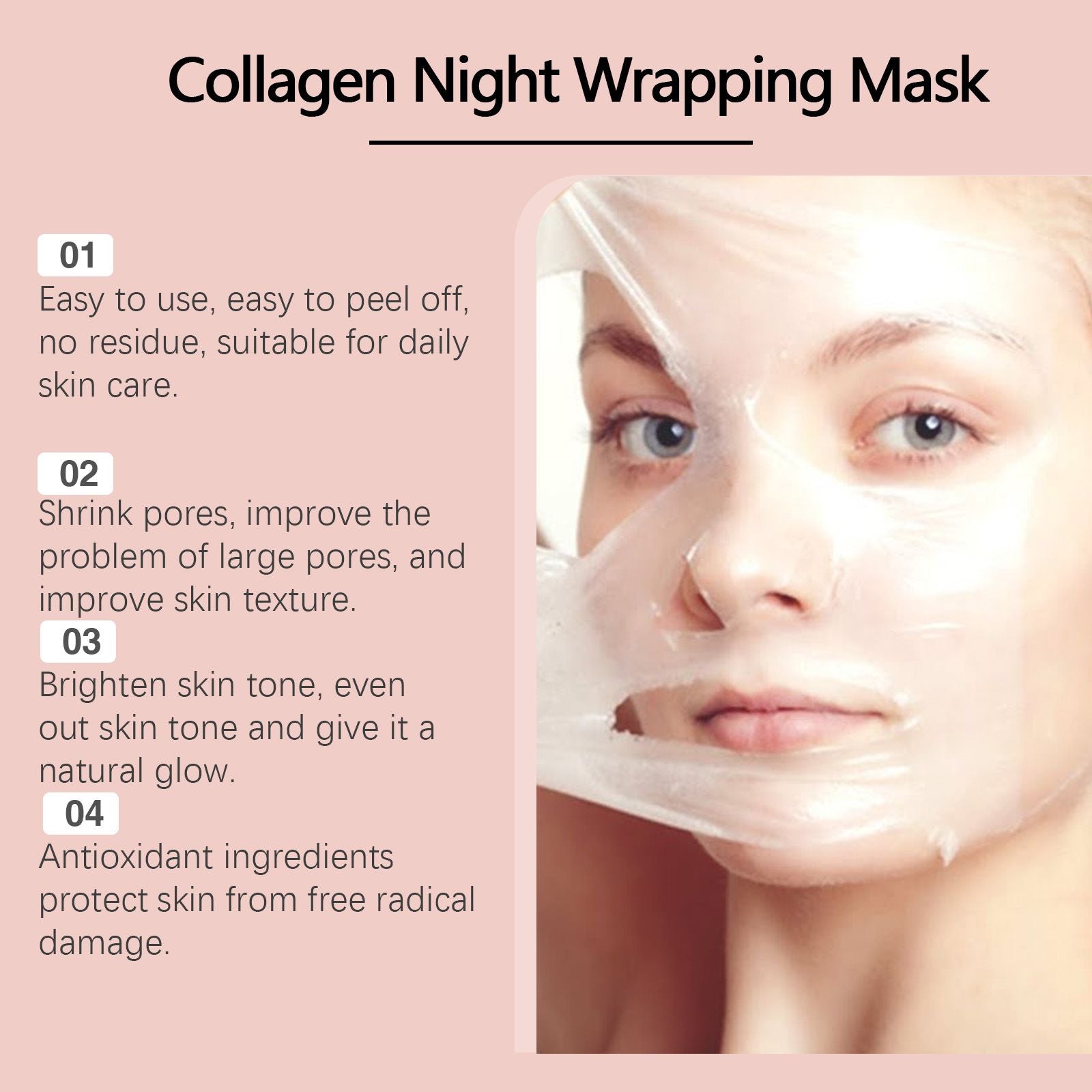 Night Collagen Wrapping Mask Rejuvenation Moisturizing Brightening Korean Face Mask Make Glowy Skin Elasticity Facial Mask 75g