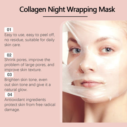 Night Collagen Wrapping Mask Rejuvenation Moisturizing Brightening Korean Face Mask Make Glowy Skin Elasticity Facial Mask 75g