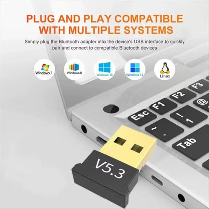 USB Wireless Bluetooth Adapter 5.3 Transmitter Receiver For Computer PC Laptop Phone Tablet Printer Headphone Speaker Wireless Mouse Keyboard USB Music Dongle Adapter Car Speaker