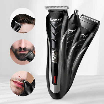 KEMEI Rechargeable 3 In 1 Shaving Machine Electric Hair Clipper Multifunctional Shaver Nose Hair Trimmer Safety Cutter