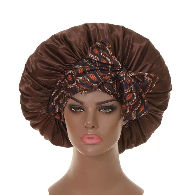 Satin Headscarf Hat Sleeping Bonnet Curly Hair Wrap Silk Cap Fashion Wide Soft Elastic Springy Band Head Scarf Headwear Pure Color Night Sleep Hat Nightcap Head Cover