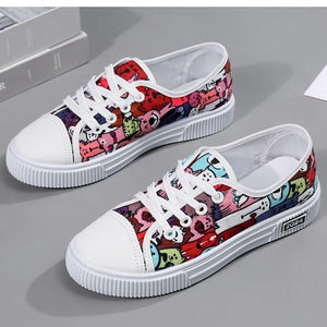 ASSKLO Canvas Flats Shoes Large Size Casual Sports Lady Shoes Sneakers Woman Shoes Women Low Top Classic Board Shoes Slip-ons Shoes Loafers Street Shoes Female Student Shoes Breathable colorful red