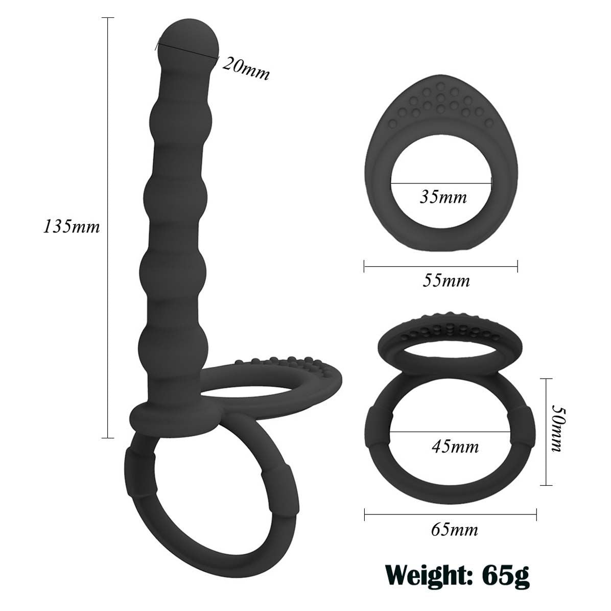Silicone Anal Beads Butt Plug with Cock Ring Strap On Anus Plug Vaginal G Spot Stimulator Double Penetration Dildo Prostate Massager Adult Sex Toy for Men Wome Couples