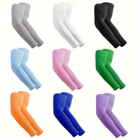 9 Pairs Sun Protection Arm Sleeves - Cooling Compression Arm Sleeve - Sports Arm Sleeves for Men & Women