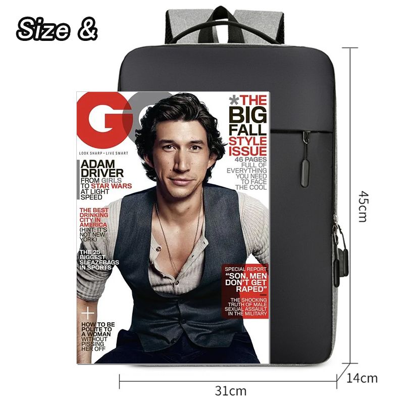 15.6" Laptop Bag Men Backpack With USB Charging Jack Large Capacity Backpack