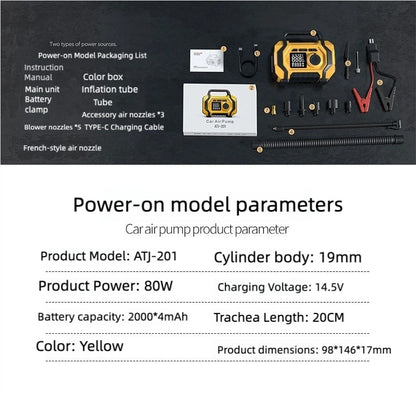 8000mAh Smart Car Jump Starter & High-Pressure Tire Inflator, 3-in-1 Jump Start + Inflation + Power Bank, Wireless Inflation Supported
