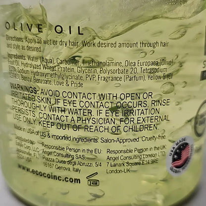 ECO STYLE Professional Styling Gel Olive Oil - All Hair Types - Repairs Conditions Defines Moisturizes Soothes Shines - Ecoco