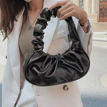 Fashion Pleated Handlebags Women PU Cloud Bags Leisure Armpit Bag Shopping Shoulder Bags Dumpling Handbag Female Hand Bags