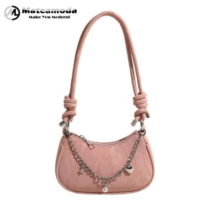 Mateamoda Chic Sling Bag with Chain Accents Shoulder Handbag Crossbody Bag