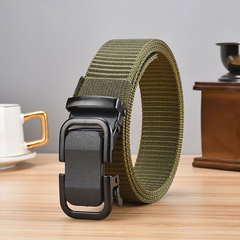 Canvas belt, men's automatic buckle, trendy men's military training belt, middle-aged and young outdoor casual denim workwear, pants belt, new style
