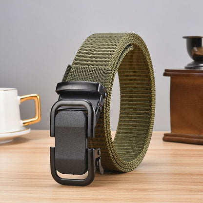 Canvas belt, men's automatic buckle, trendy men's military training belt, middle-aged and young outdoor casual denim workwear, pants belt, new style