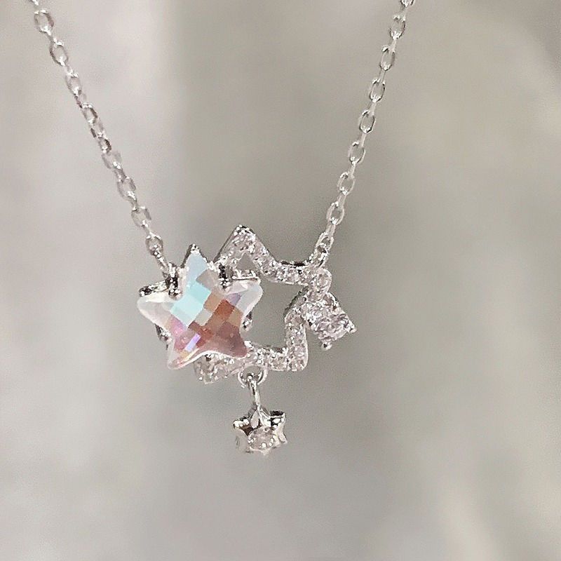 Shining Twin Stars Necklace Light Luxury Niche High-end Clavicle Chain Pendant Necklaces