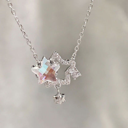 Shining Twin Stars Necklace Light Luxury Niche High-end Clavicle Chain Pendant Necklaces