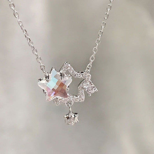 Shining Twin Stars Necklace Light Luxury Niche High-end Clavicle Chain Pendant Necklaces