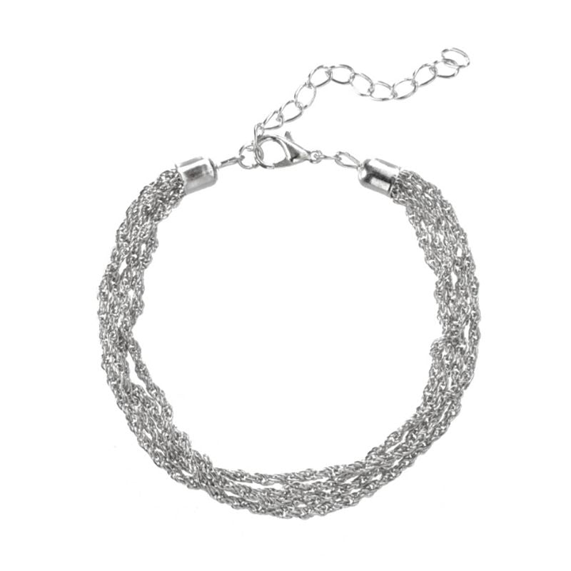 4-piece bracelet sets Simple silver glossy tassel bracelet, personalized multi-layer chain wafer