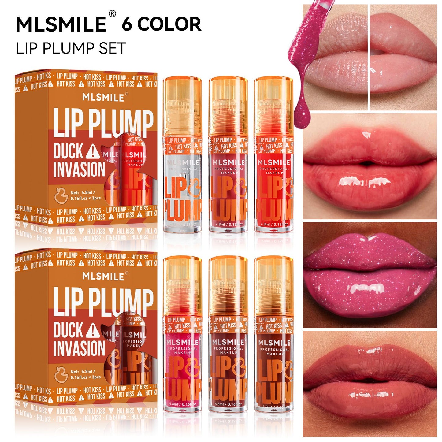 3PCS MLSMILE Lip Gloss Set Duck Mouth Fruit Fragrance Lip Plump Set Lip Oil Moisturizing Mirror Gloss Lip Gloss Beep Lip Glaze Set Lipsticks Set Gift Box