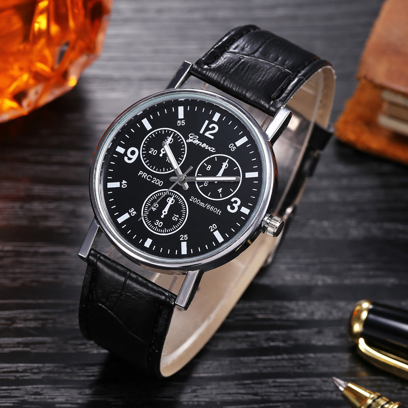 Classic Mens Watch Leather Band Quartz Wrist Business Watch Simple Stylish Wristwatch Women Dress Watch Three Eye Watches Luxury Quartz Men's Watch Valentines Gift
