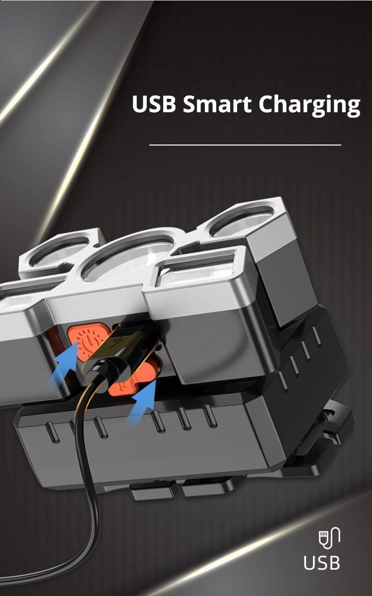 5 LED Strong Light Headlight USB Charging Waterproof Flashlight Multi-speed Adjustment Headlamp Suitable For Long Shot Outdoor Camping Hiking Fishing Hunting Mining Lamp Fishing Lanterns & Lights