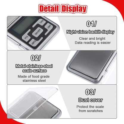 Mini Electronic Scales High Precision 500gx0.1g/ 0.01g Pocket Digital Scale for Gold Sterling Silver Jewelry Balance Gram For Kitchen