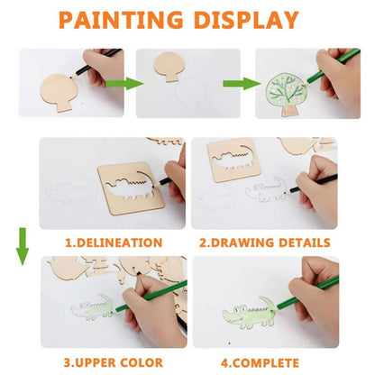 20pcs Montessori Kids Toys Drawing Toys Wooden DIY Painting Template Stencils Learning Educational Toys for Children Gift