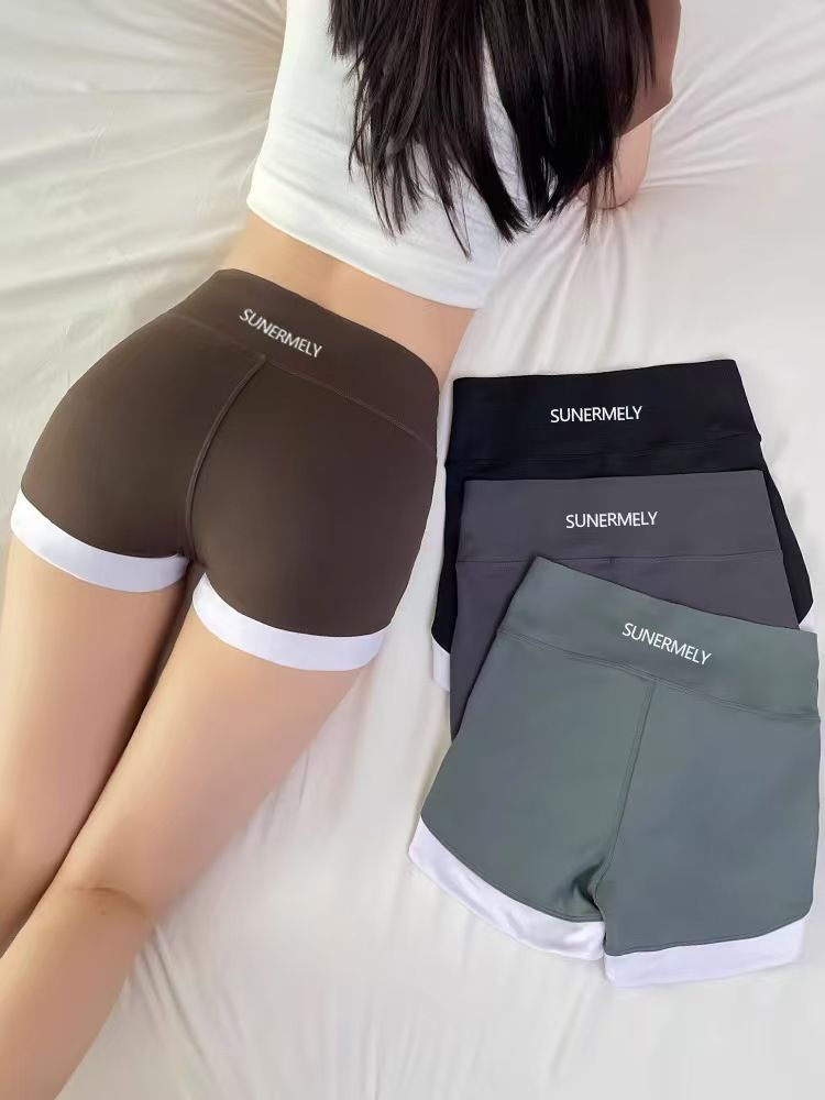 3PCS Women's sports pants Shark pants Safety trousers Leggings Prevent light leakage without curling edges Wearing solid color shark pants outside